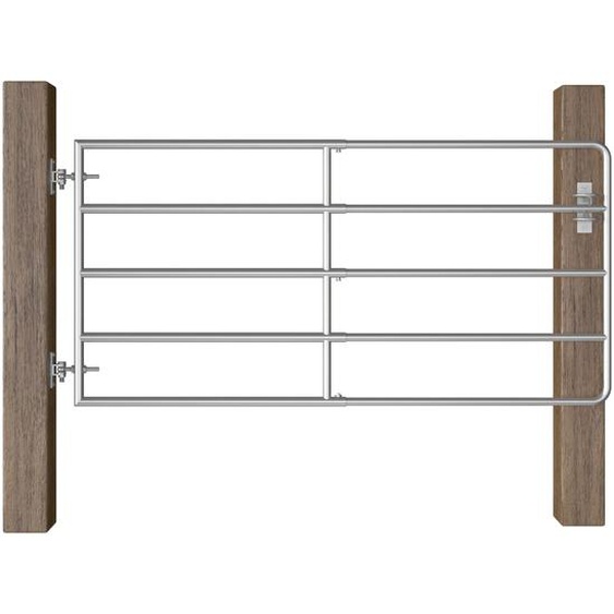 Portillon à 5 barres Acier (95-170)x90 cm Argenté