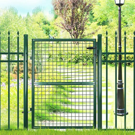 Portillon de jardin SONGMICS GGD200G - En acier galvanisé - Portail de jardin - Porte de clôture - Avec serrure, poignée et clé - 150 x 106 cm (L x