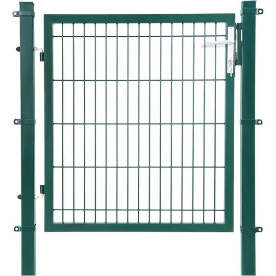 Songmics - Portillon en Acier Galvanisé, Portail de Clôture, Porte de Jardin, avec Serrure, Poignée et Clé de Qualité, 106 x 90 cm (l x h), Vert