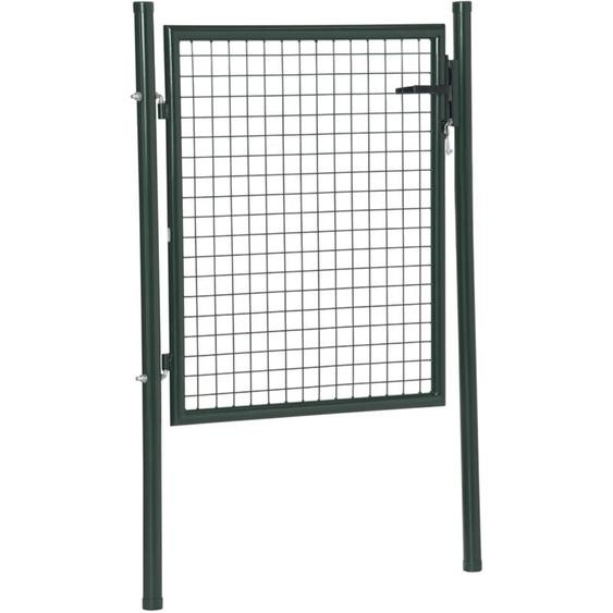 Portillon grillagé dim. 97L x 150H cm - gâche réversible, serrure encastrée, 3 clés - acier vert