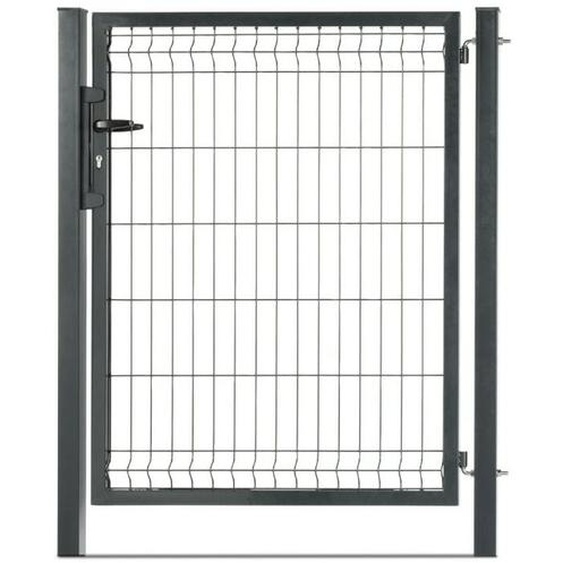Portillon grillagé en acier galvanisé maille 200 x 50 occultable passage 1m x h 1m30 Gris anthracite
