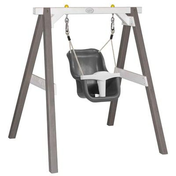 Portique, balançoire en bois gris et blanc pour bébé