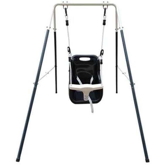 Portique, balançoire pour bébé en métal anthracite et crème