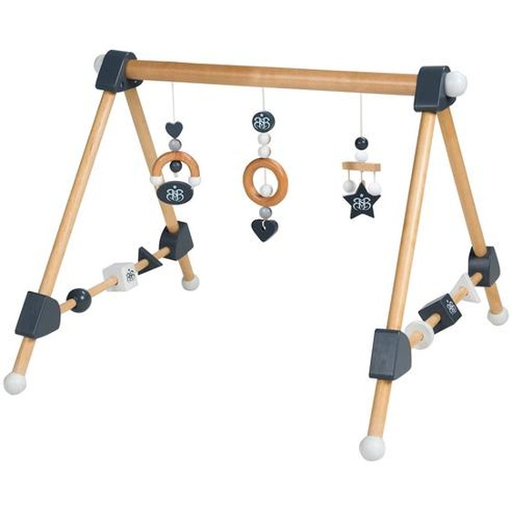 Portique Déveil En Bois Massif + 3 Pendentifs - Arche Dactivités Naturel / Anthracite