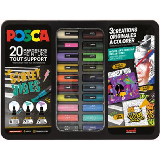 POSCA Marqueur à pigment STREET VIBES, mallette métal de 20