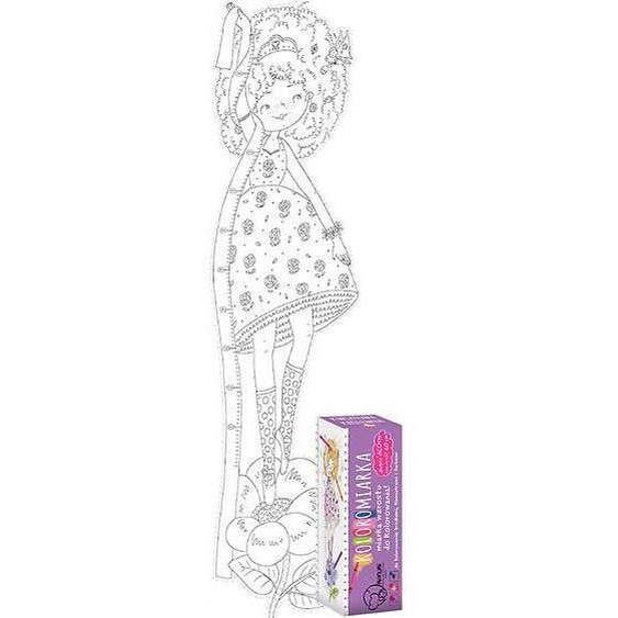 Poster coloriable XXL avec toise - Monumi - Flower Princess - Enfant - Noir