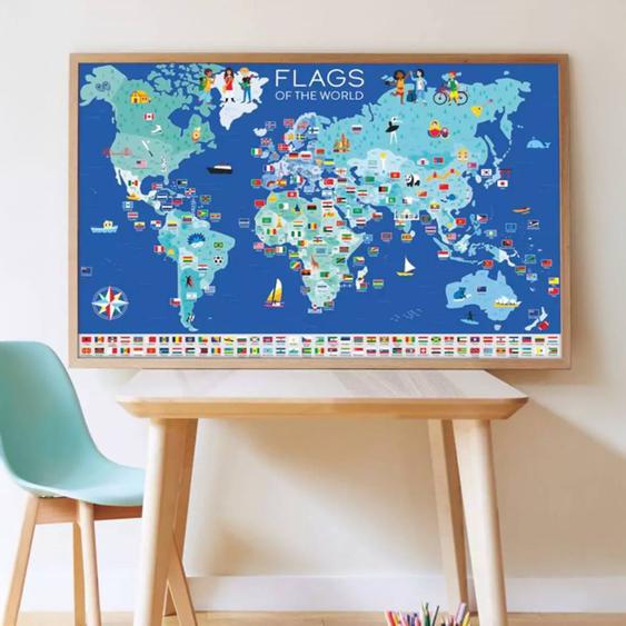 Poster Géant 200 Stickers Drapeaux Multicolore