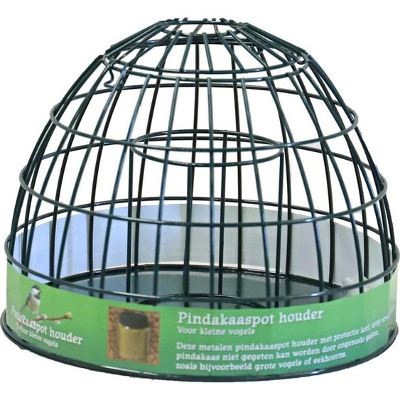 Pot à beurre de cacahuète en métal vert pour petit oiseau, 25 x 19 cm - Gebr de Boon