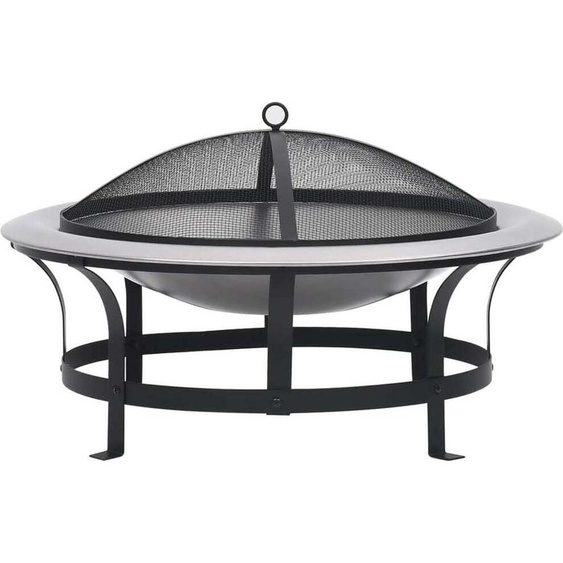 Pot à feu de jardin avec grill Acier inoxydable 76 cm