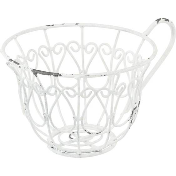 Pot à plantes Shabby Chic Métal Déco Tasse Blanc Ø15cm H11cm Vintage Look