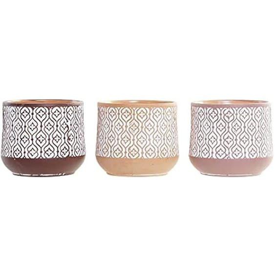 Pot de Fleurs - DKD Home Decor - Marron Terre Cuite - 14 x 14 x 12,4 cm - 3 pièces - S3023958
