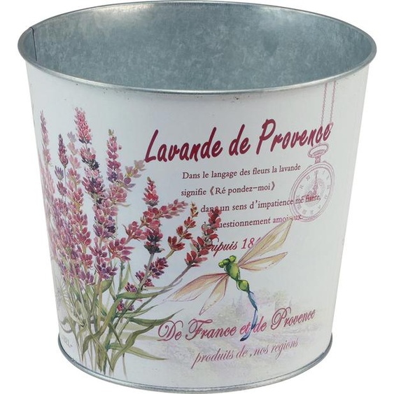 Pot de fleurs en métal avec motif vintage pour une décoration estivale