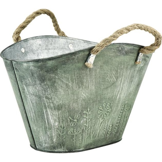 Pot de fleurs en métal Sac à main Poignées en jute Déco vintage 31×20×17cm