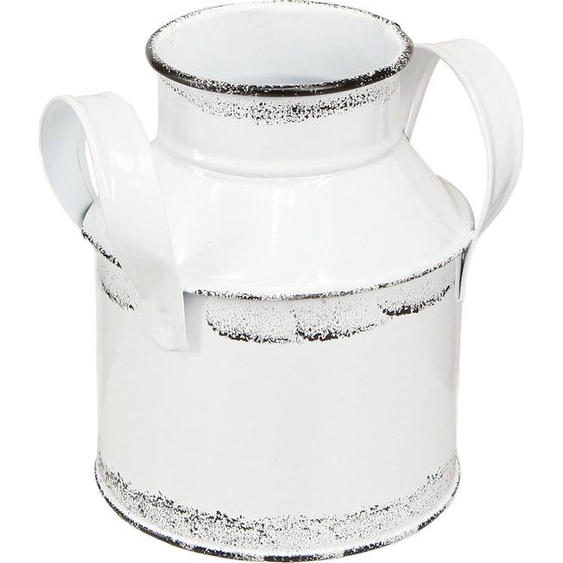 Pot Déco Métal Blanc Noir 13cm 2er Set Landhaus