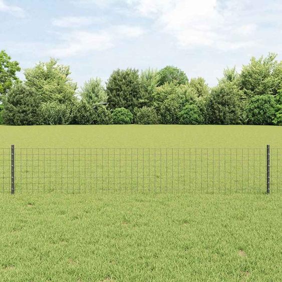 Poteau de clôture. 11 pcs Gris 40 cm Acier