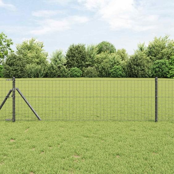 Poteau de clôture. 12 pcs Gris 80 cm Acier peint par poudre