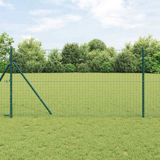 Poteau de clôture. 12 pcs Vert Acier peint par poudre