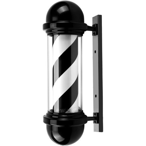 Poteau de coiffure rotatif, 51 cm, avec éclairage LED rouge, bleu, blanc et noir