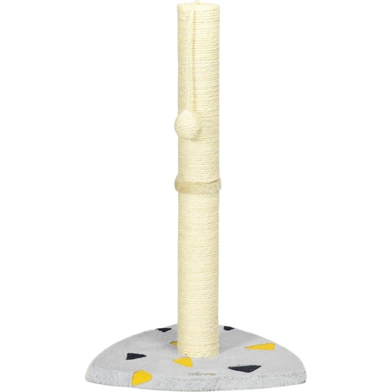 Poteau griffoir PawHut, 62cm colonne griffoir pour chats, petit arbre à chat avec balle à griffer, colonne griffoir en jute pour chats, meuble pour chats, intérieur, gris clair+beige