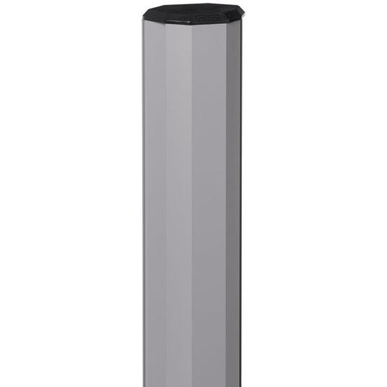 Poteau gris 7037 avec accessoires pour clôture composite 163.5
