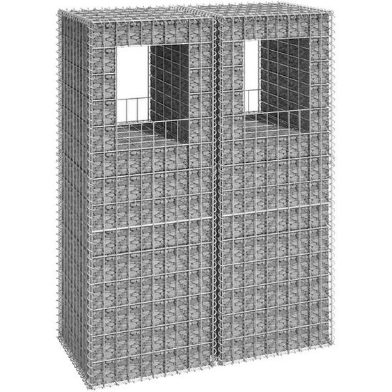 Poteaux à panier de gabion 2 pcs 50x50x140 cm Fer