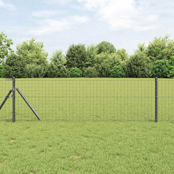 Poteau de clôture. 12 pcs Gris 110 cm Acier peint par poudre