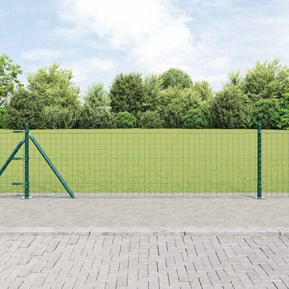 Poteaux de clôture 13 pcs Vert Ø32mm 70 cm Acier galvanisé