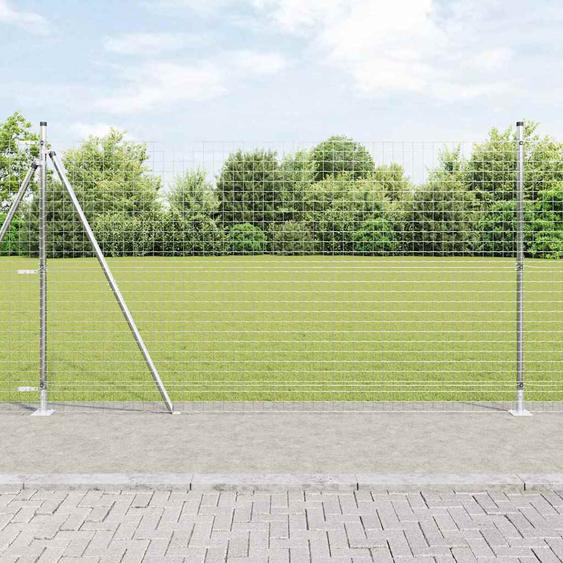 Poteaux de clôture 7 pcs Argent Ø32mm 160 cm Acier galvanisé