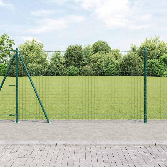 Poteaux de clôture 7 pcs Vert Ø32mm 130 cm Acier galvanisé