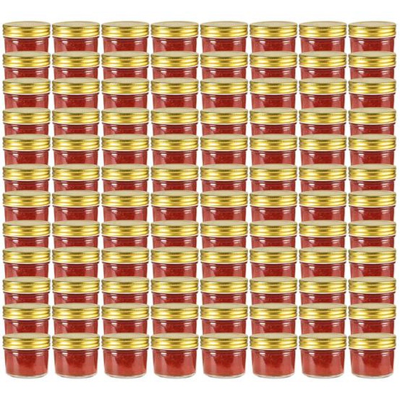 Pots à confiture avec couvercle doré 96 pcs Verre 110 ml