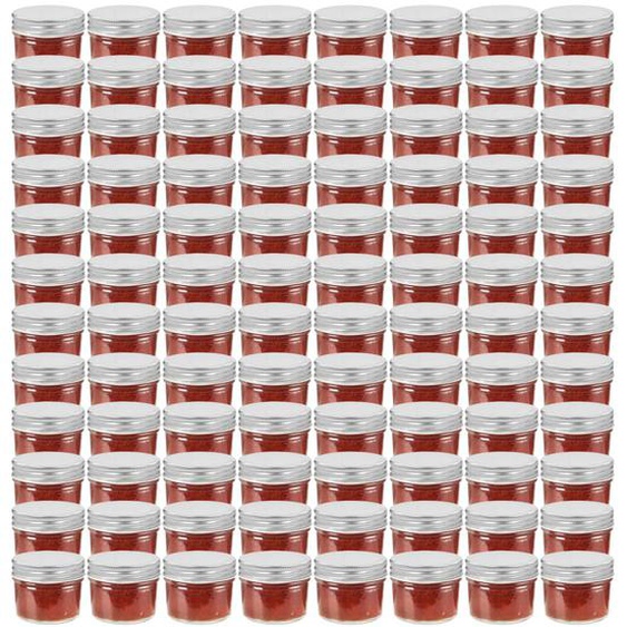 Pots à confiture avec couvercles argentés 96 pcs Verre 110 ml