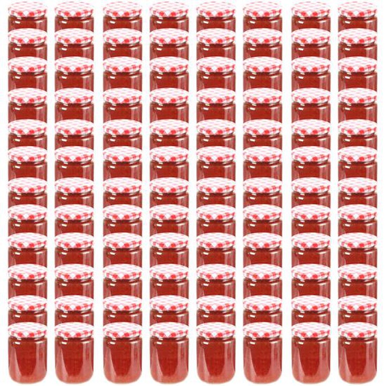 Pots à confiture Couvercle blanc et rouge 96 pcs Verre 230 ml
