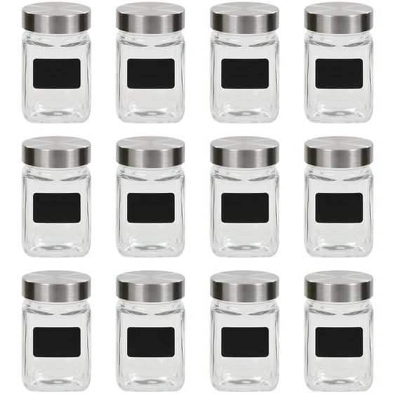 Pots de conservation avec autocollant 12 pcs 300 ml