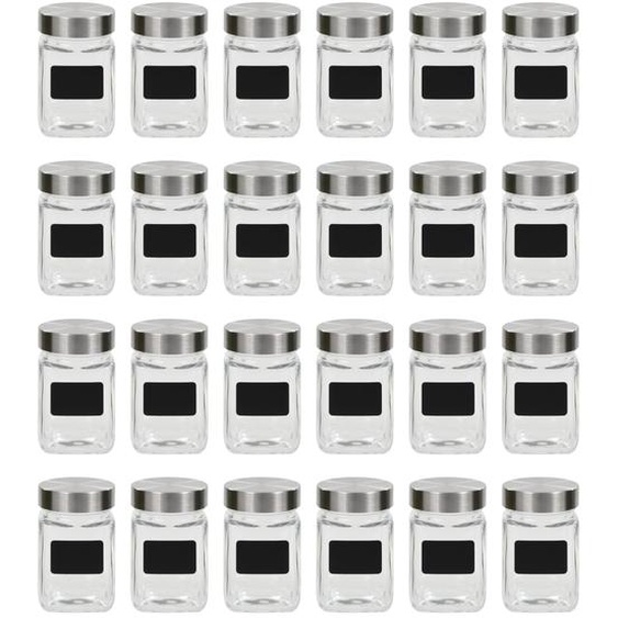 Pots de conservation avec autocollant 24 pcs 300 ml