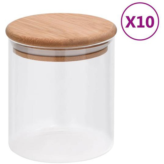 Pots de conservation en verre couvercle en bambou 10 pcs 600 ml
