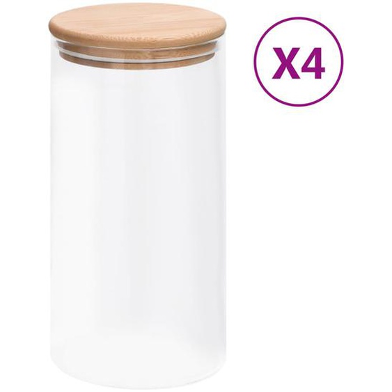 Pots de conservation en verre couvercle en bambou 4 pcs 1200 ml