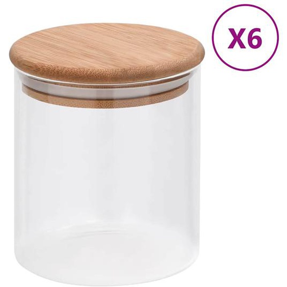 Pots de conservation en verre couvercle en bambou 6 pcs 600 ml