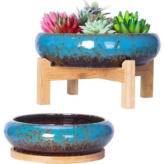 Pots en céramique colorés pour cactus, lot de 2, 18,5 cm, décoration de jardin