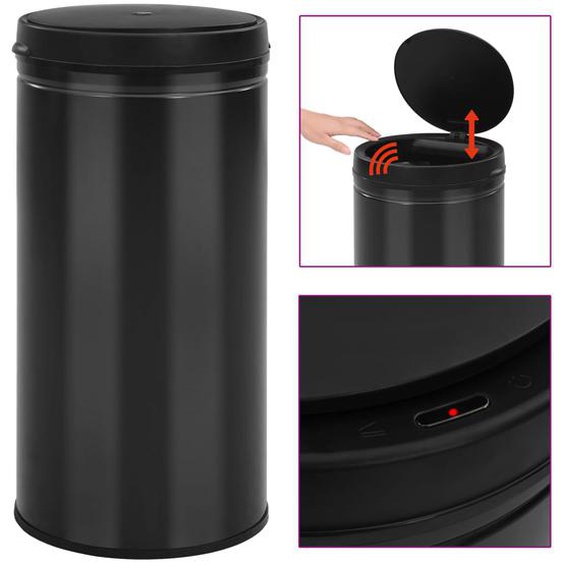 Poubelle à capteur automatique 70 L Acier au carbone Noir