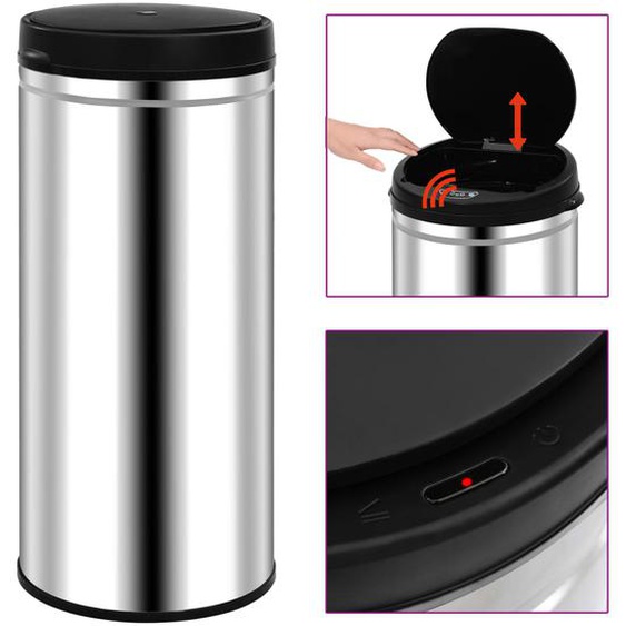 Poubelle à capteur automatique 80 L Acier inoxydable