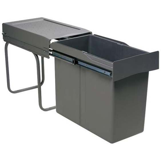 Poubelle coulisante 30l 1 seau - Amortisseur : Sans - Contenance : 30 L - Décor : Anthracite - Hauteur : 400 mm - Largeur : 255 mm - Matériau : Métal