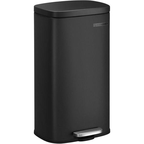 Songmics - Poubelle Cuisine 30L, Poubelle à Pédale, avec Couvercle à Fermeture en Douceur, Seau Intérieur, en Acier, Noir