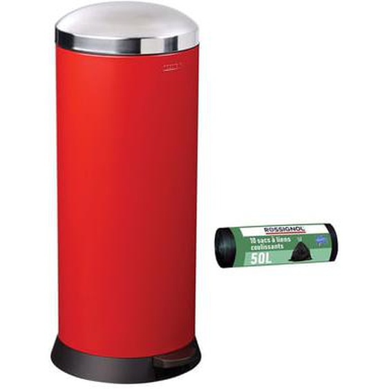 Poubelle de cuisine à pédale 30L et 10 sacs poubelle 50L - BOMBA ROSSIGNOL