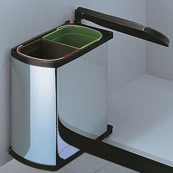 Poubelle de cuisine encastrable sous évier 2 bacs 16L Hailo AS Duo