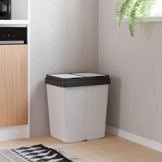 Poubelle double blanc 2x25 L