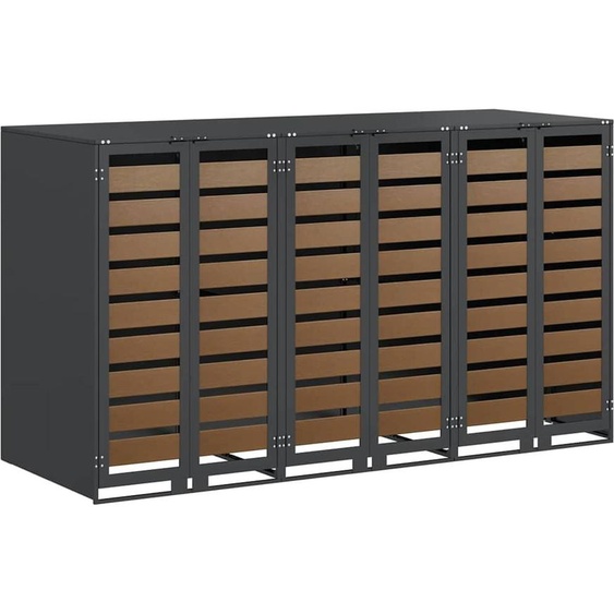 Conteneur à déchets pour 3 conteneurs 204 x 77,5 x 115,5 cm Acier