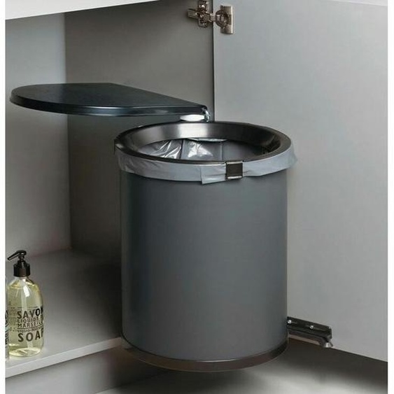 Poubelle sous évier pivotante - ouverture automatique 30 l - Amortisseur : Sans - Contenance : 30 l - Décor : Anthracite / Noir - Diamètre intérieur