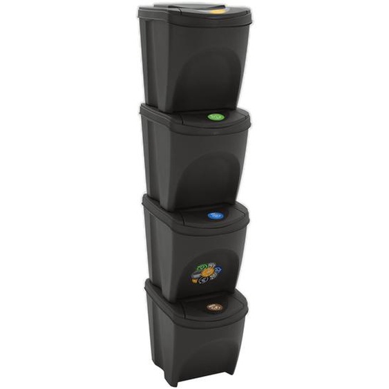 Poubelles à ordures empilables 4 pcs Gris 100 L Polypropylène