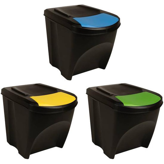 Poubelles empilables 3 pcs Anthracite 75 L