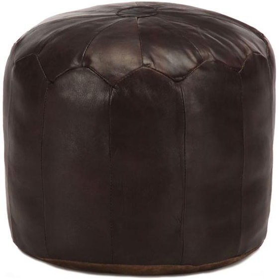 Pouf 40 x 35 cm Marron foncé Cuir véritable de chèvre